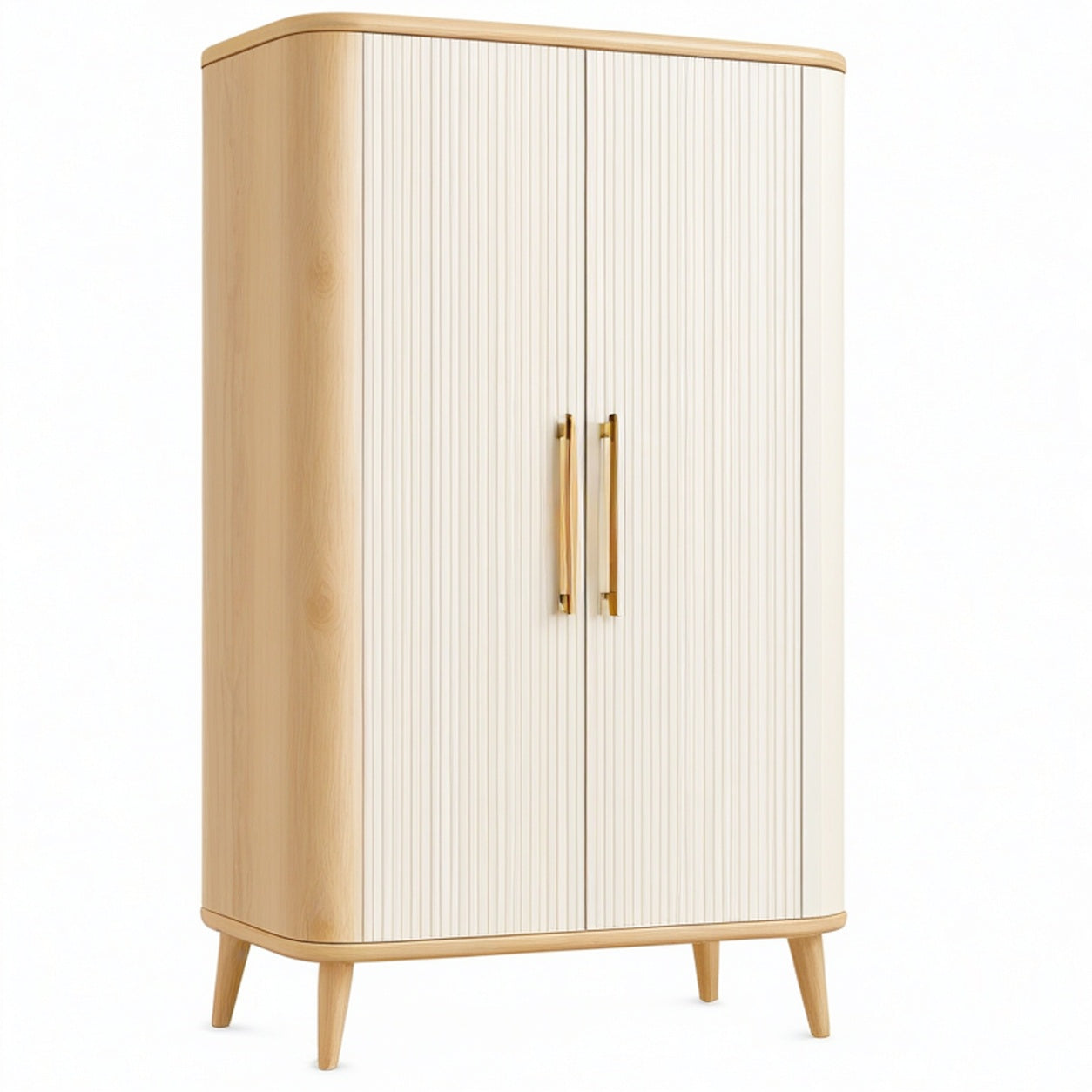 Armadio in legno con ante in MDF rovere chiaro e bianco 180x75x50 cm