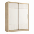Armadio con ante scorrevoli in legno e metallo 200x60x240 cm bianco