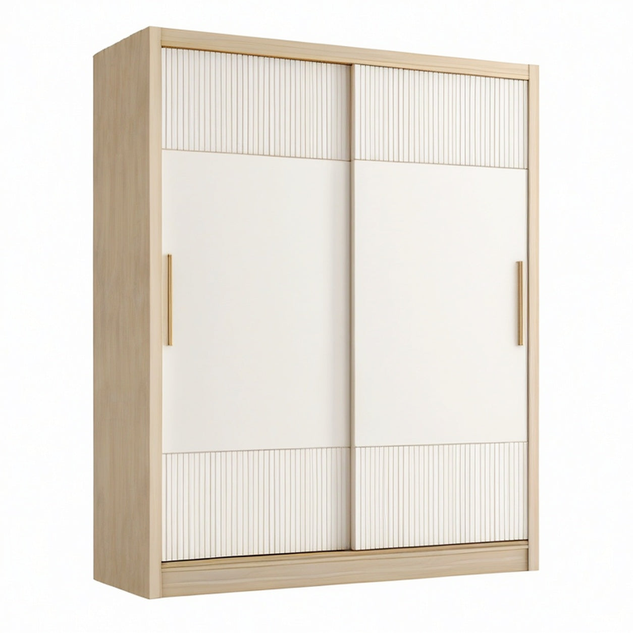 Armadio con ante scorrevoli in legno e metallo 200x60x240 cm bianco