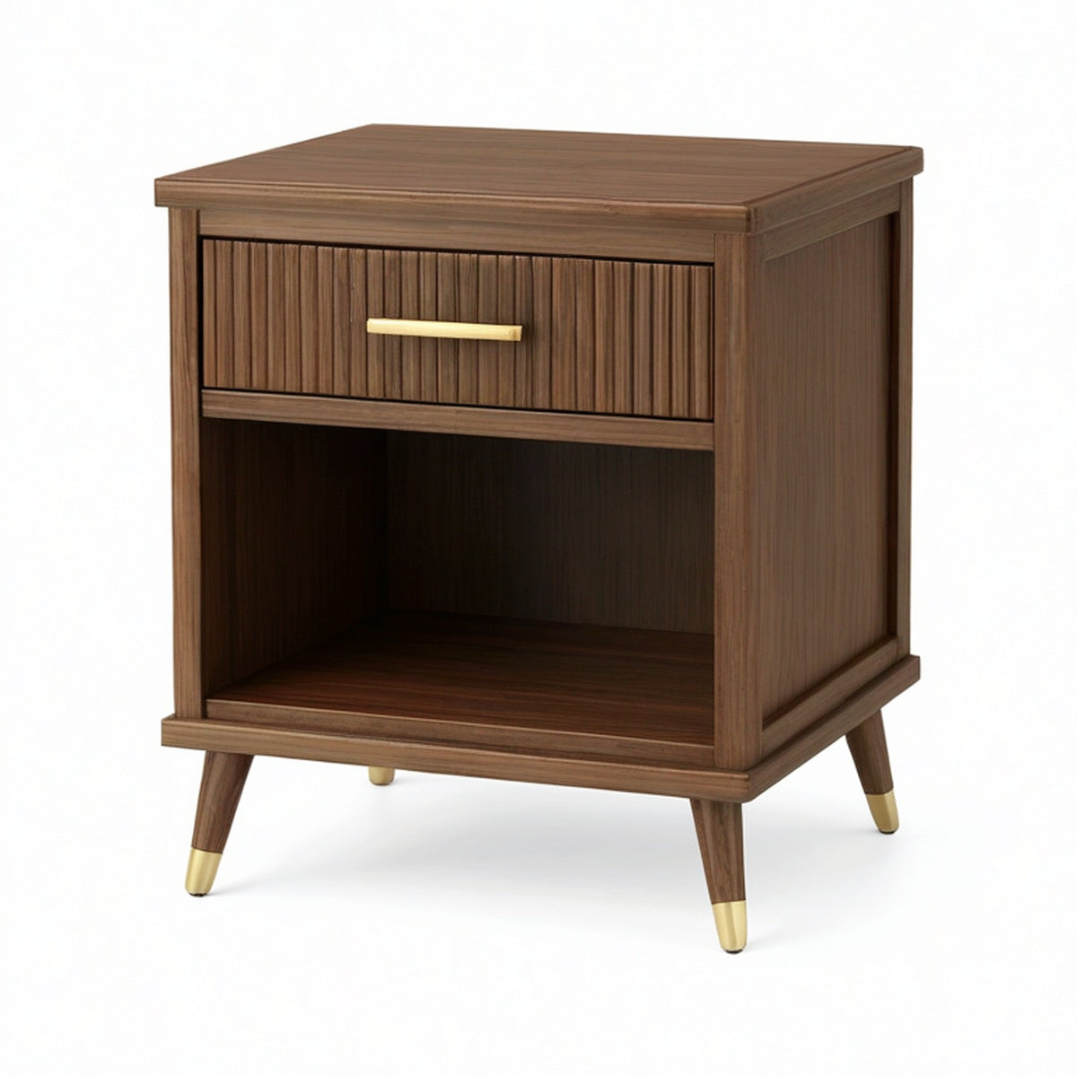 Comodino in Legno di Noce con Cassetto e Ripiano