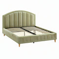 Letto matrimoniale in tessuto verde con struttura in legno e metallo 200x160 cm