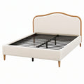 Letto matrimoniale in legno e tessuto bouclé beige 200x160 cm