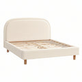 Letto matrimoniale curvo in bouclé 200x180 cm beige