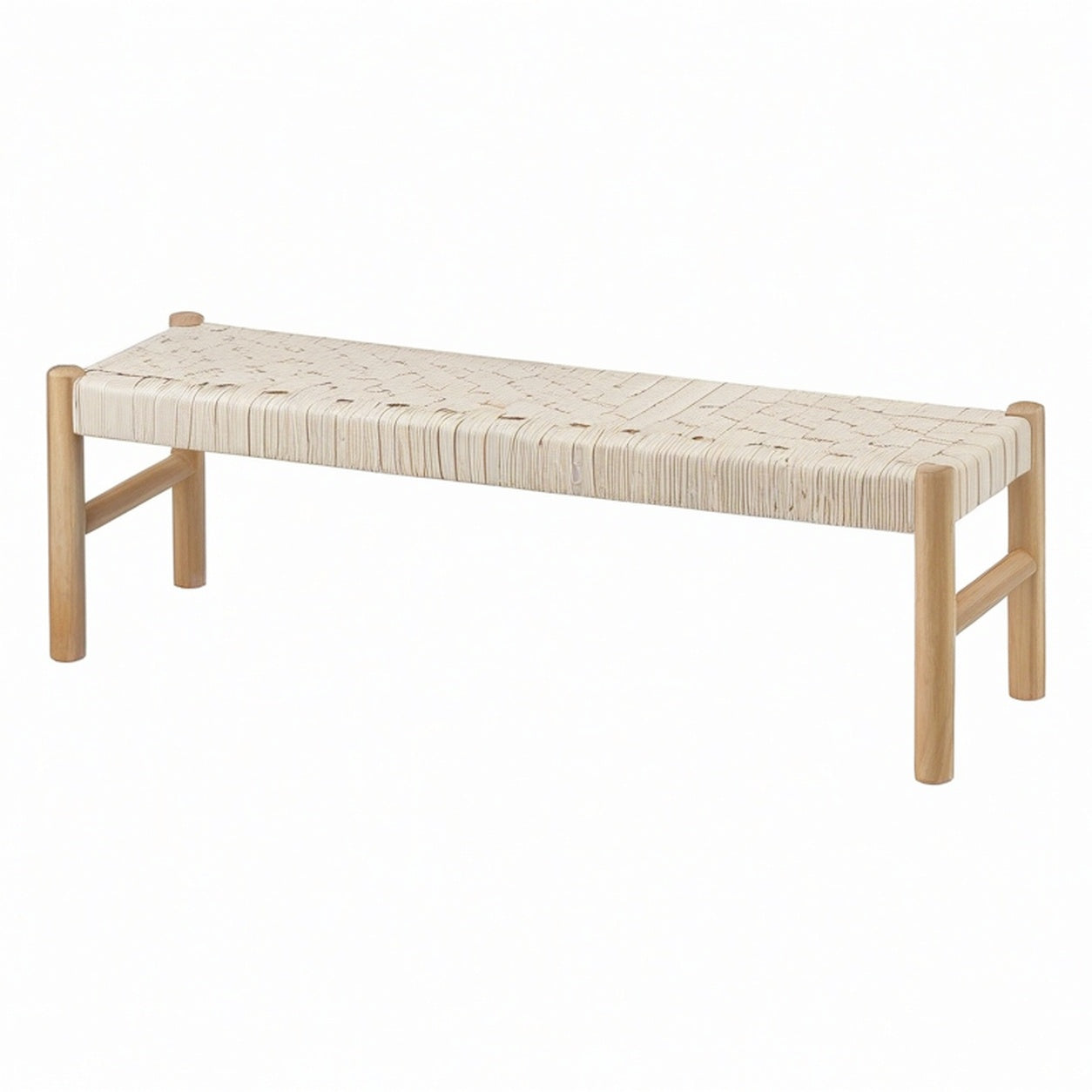 Panca in legno e corda intrecciata rovere 120x40x45cm beige