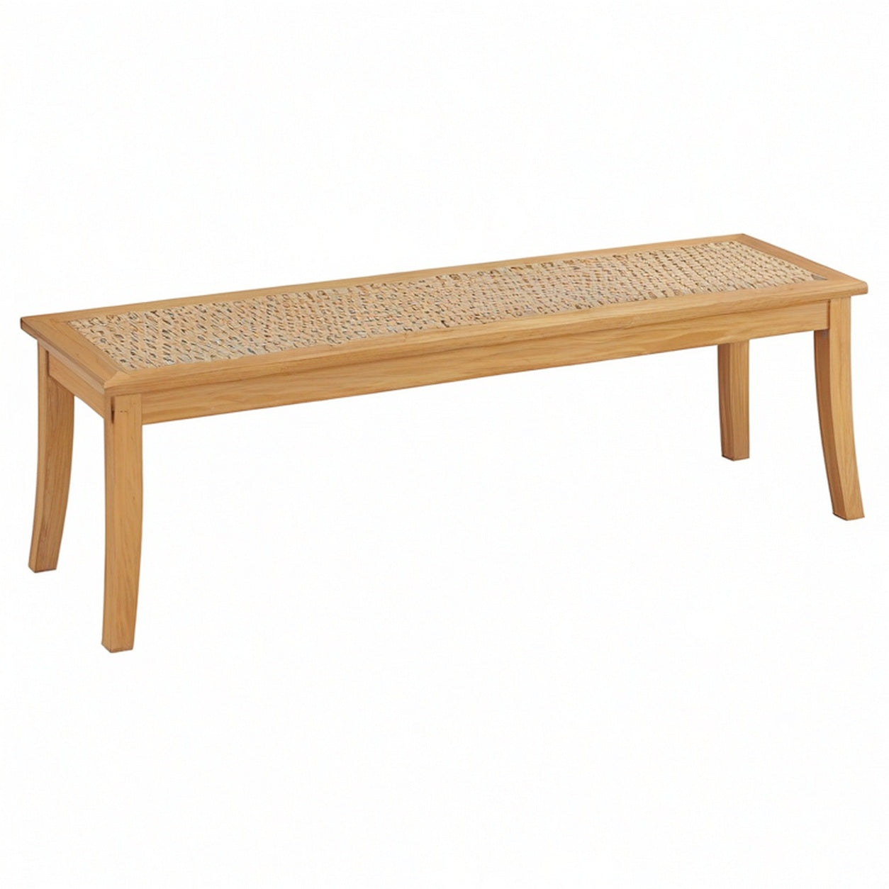 Panca in legno di teak e rattan intrecciato