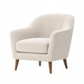 Poltrona in tessuto poliestere con gambe in legno, beige
